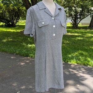 90s Talbot's Black and White Collared Flower Dress